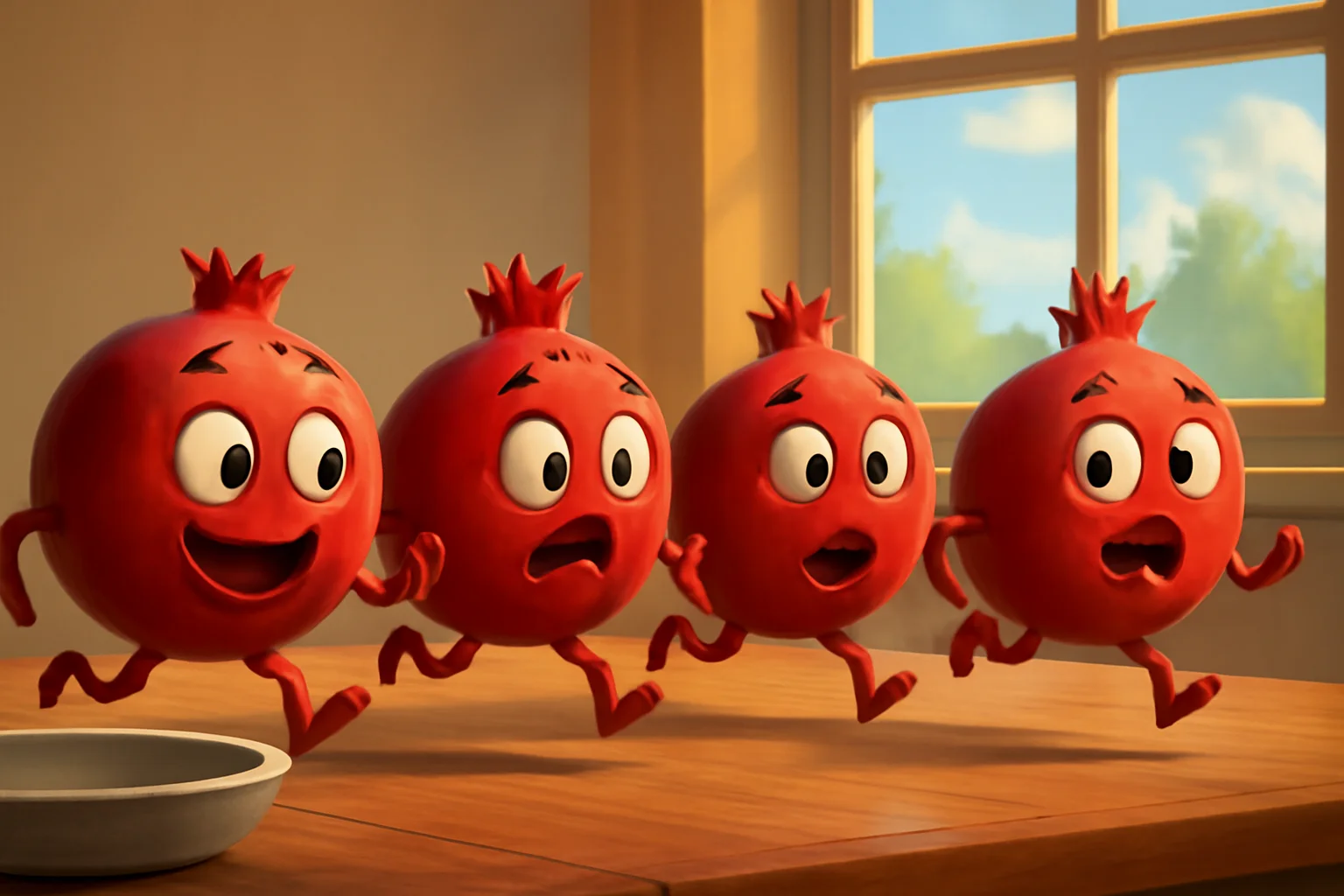 انارها در حال دویدن - مقاله کالری انار دون شده